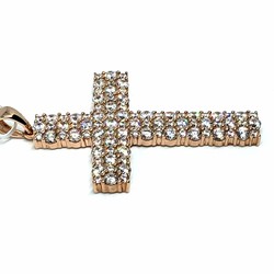 High End Swiss quality  Zircones Cross with 18Kt Rose Gold Over .925 Sterling Silver