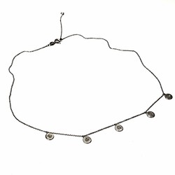 14 kT White Gold Necklace with 0.12 DT Diamonds  Round Charms