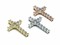 High End Swiss quality  Zircones Medium Size Cross with 18Kt Yellow Gold Over .925 Sterling Silver