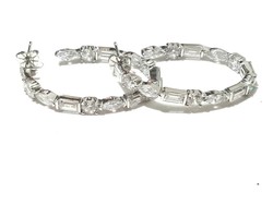 Multishape crystals hoops (light weight) in .925 Sterling Silver