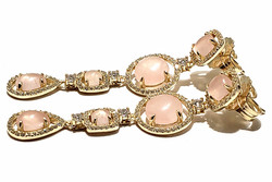 18Kt Yellow Gold over 925 Sterling silver with Rose  Quartz Earrings with crystals