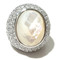 Pave and  mother of pearl ring in .925 Sterling Silver