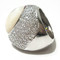 Pave and  mother of pearl ring in .925 Sterling Silver
