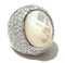 Pave and  mother of pearl ring in .925 Sterling Silver