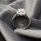 18Kt White Gold and 2.692 Ct Cushion Cut White Moissanite Ring