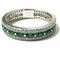 18 KT White Gold Stackable  Ring with 0.58Ct SI1 Diamonds and 0.55 Ct Emeralds