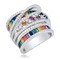 925 Sterling Silver High End Rainbow Ring Baguettes and Confetti