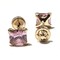 14 Kt Yellow Gold Princess Cut Earring with Zirconia (Pink)