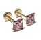 14 Kt Yellow Gold Princess Cut Earring with Zirconia (Pink)