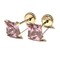 14 Kt Yellow Gold Princess Cut Earring with Zirconia (Pink)