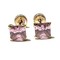 14 Kt Yellow Gold Princess Cut Earring with Zirconia (Pink)