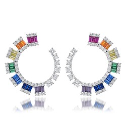 925 Sterling Silver High End Rainbow Earrings