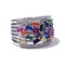925 Sterling Silver High End Rainbow Ring Confetti and Round Swiss Quality Zircones