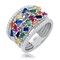 925 Sterling Silver High End Rainbow Ring Confetti and Round Swiss Quality Zircones