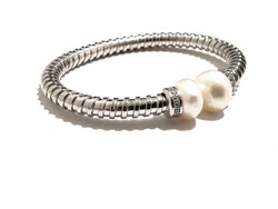 large Fresh Water Pearls  .925 Sterling Silver Bracelet
