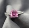 18Kt White Gold and 2.12 Ct  Asscher Cut Pink Moissanite Ring