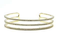 Day to night bracelet/cuff made 18 Kt Yellow Gold over  925 Sterling Silver and Swiss quality Zircons