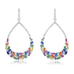 925 Sterling Silver High End Rainbow Earrings Drops