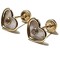 14Kt Yellow Gold Heart Earrings with Mother of Pearl & Zirconia