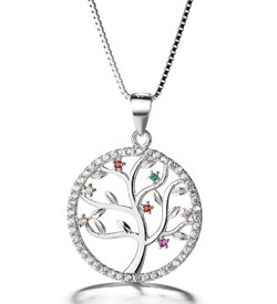Tree  of Life with sqaure chain in 925 Sterling Silver