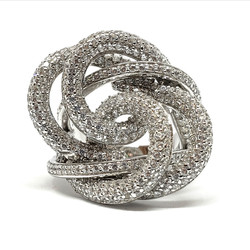 Large ring with Swiss quality Zircons in .925 Sterling Silver