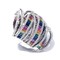 925 Sterling Silver High End Rainbow Oversized Ring