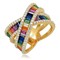 925 Sterling Silver High End Rainbow Crossed Ring