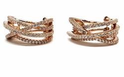 High End Swiss quality  Zircones Earrings with 18Kt Rose Gold Over .925 Sterling Silver
