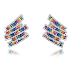 925 Sterling Silver High End Rainbow Earrings 4 Layers