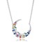 925 Sterling Silver High End Rainbow Moon Necklace adjustable 16