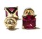 14 Kt Yellow Gold Princess Cut Earring with Zirconia (Red Rubi)