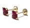 14 Kt Yellow Gold Princess Cut Earring with Zirconia (Red Rubi)