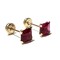 14 Kt Yellow Gold Princess Cut Earring with Zirconia (Red Rubi)