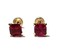 14 Kt Yellow Gold Princess Cut Earring with Zirconia (Red Rubi)