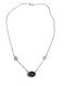 6 Ct Blue Sapphire Cabochon with 3 Ct Natural Zirconium Necklace in 14Kt White Gold