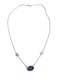 6 Ct Blue Sapphire Cabochon with 3 Ct Natural Zirconium Necklace in 14Kt White Gold
