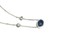 6 Ct Blue Sapphire Cabochon with 3 Ct Natural Zirconium Necklace in 14Kt White Gold