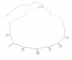 Minimalistic Charm Necklace in 925 Sterling Silver and Czs