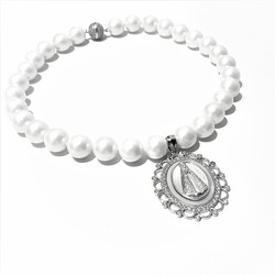 Oversized Virgin Mary (Mother Mary, Vigen Del Valle), Swiss Zircons and Mother of Pearl